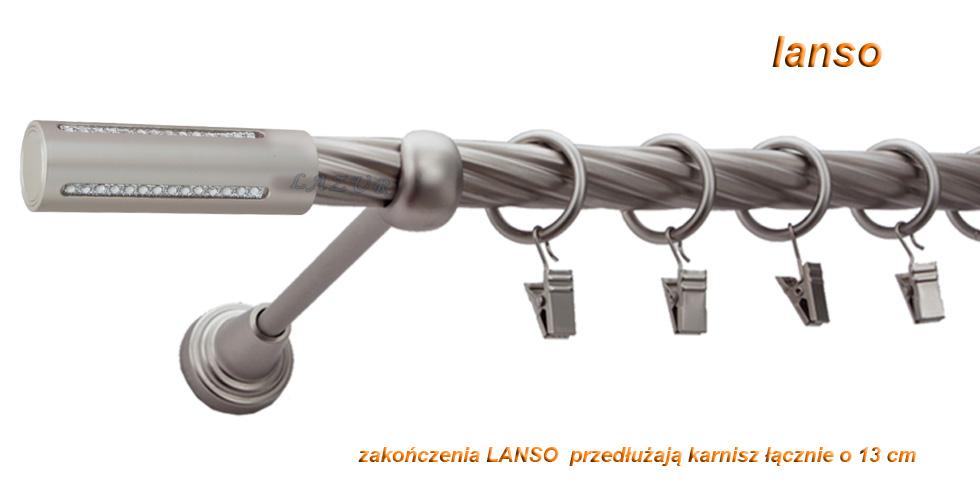 Karnisz LANSO Satyna Nikiel, Pojedynczy 19 rura skrętna - 400 cm - obrazek 3