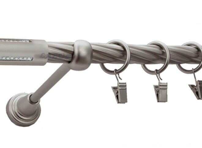 Karnisz LANSO Satyna Nikiel, Pojedynczy 19 rura skrętna - 480 cm