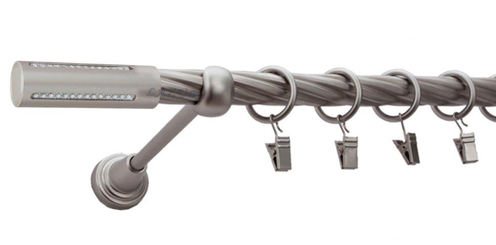 Karnisz LANSO Satyna Nikiel, Pojedynczy 19 rura skrętna - 400 cm