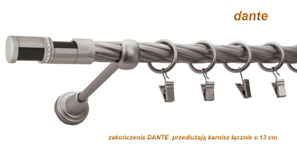 Karnisz DANTE Satyna Nikiel, Pojedynczy 19 rura skrętna - 320 cm - obrazek 3