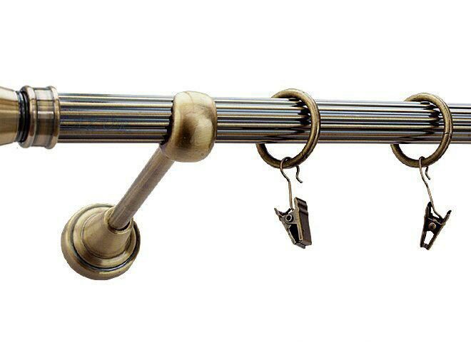 Karnisz LUXOR Antyk Mosiądz, Pojedynczy 19 rura ryflowana - 480 cm