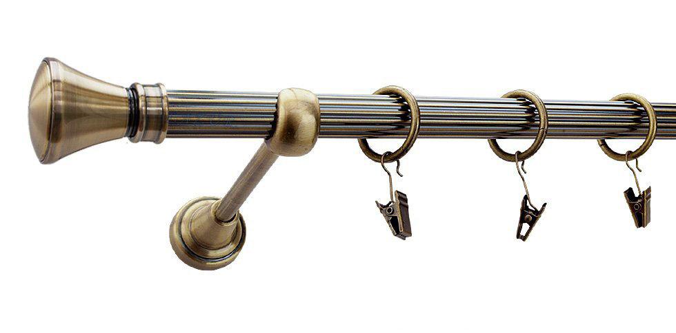 Karnisz LUXOR Antyk Mosiądz, Pojedynczy 19 rura ryflowana - 160 cm