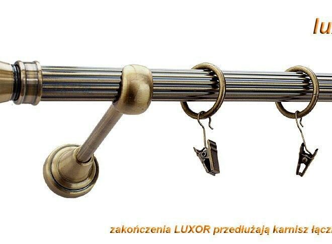 Alternative view of Karnisz LUXOR Antyk Mosiądz, Pojedynczy 19 rura ryflowana - 480 cm