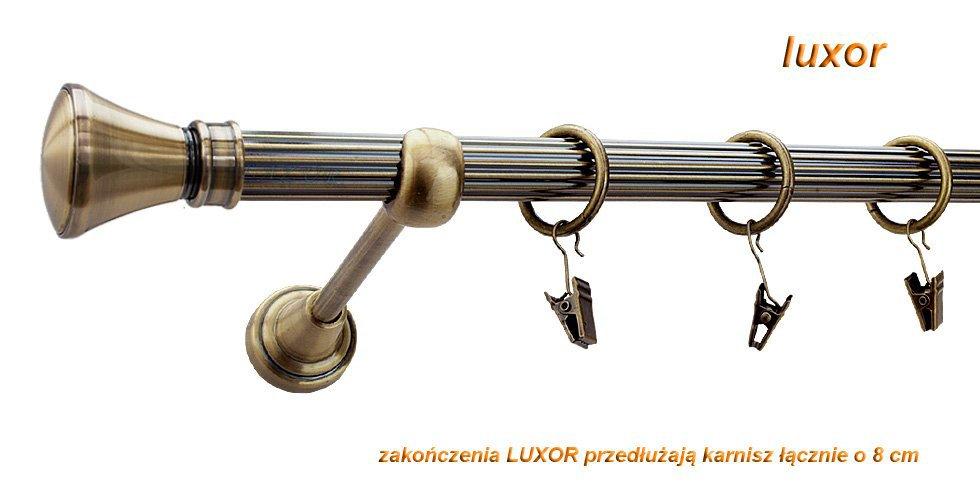 Karnisz LUXOR Antyk Mosiądz, Pojedynczy 19 rura ryflowana - 160 cm - obrazek 2