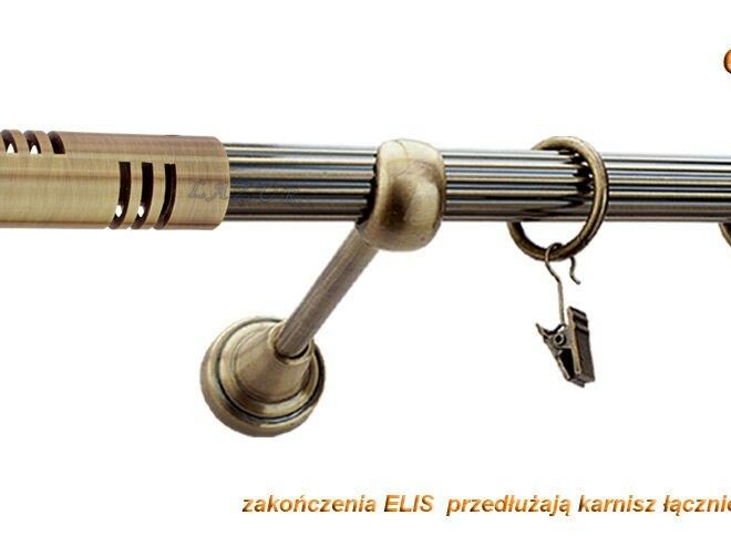 Alternative view of Karnisz ELIS Antyk Mosiądz, Pojedynczy 19 rura ryflowana - 400 cm