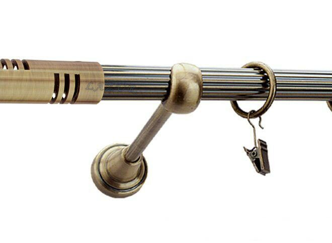 Karnisz ELIS Antyk Mosiądz, Pojedynczy 19 rura ryflowana - 480 cm