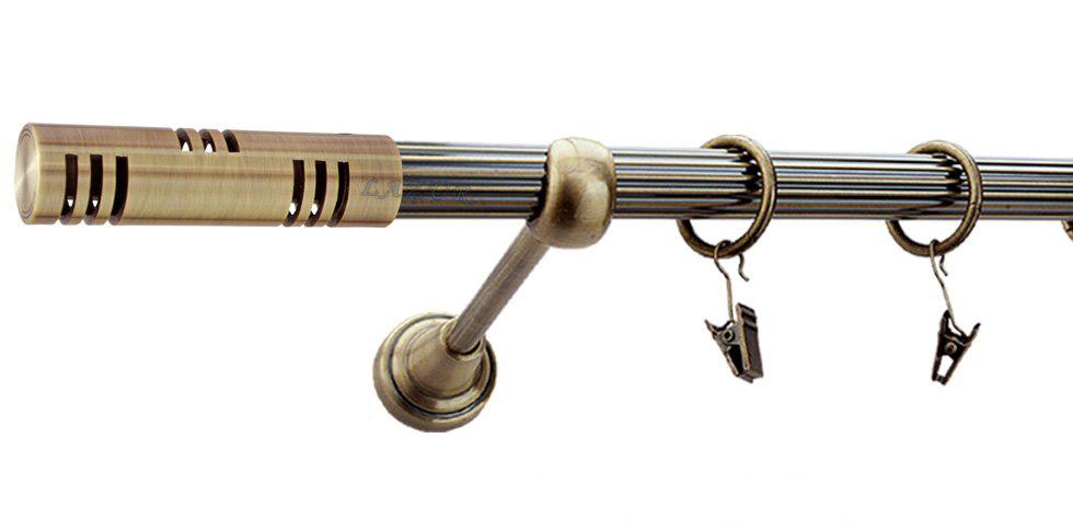 Karnisz ELIS Antyk Mosiądz, Pojedynczy 19 rura ryflowana - 400 cm