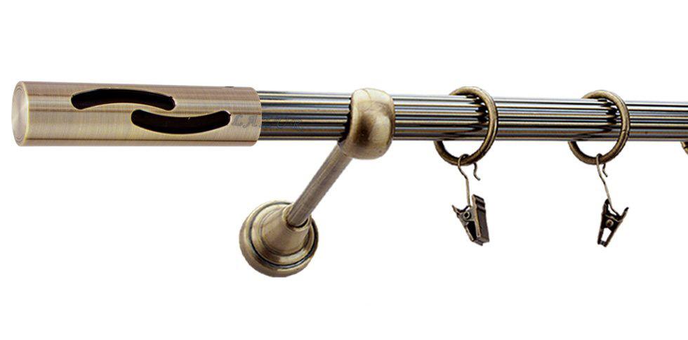 Karnisz FALKO Antyk Mosiądz, Pojedynczy 19 rura ryflowana - 400 cm