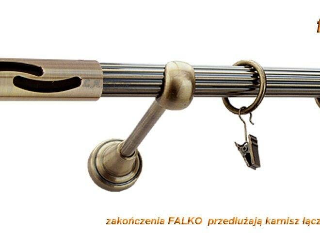 Alternative view of Karnisz FALKO Antyk Mosiądz, Pojedynczy 19 rura ryflowana - 200 cm