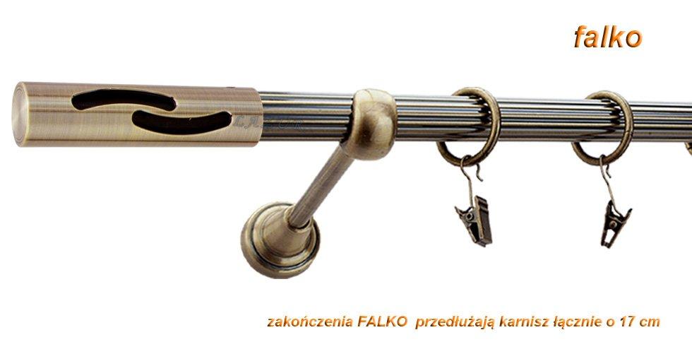 Karnisz FALKO Antyk Mosiądz, Pojedynczy 19 rura ryflowana - 400 cm - obrazek 2
