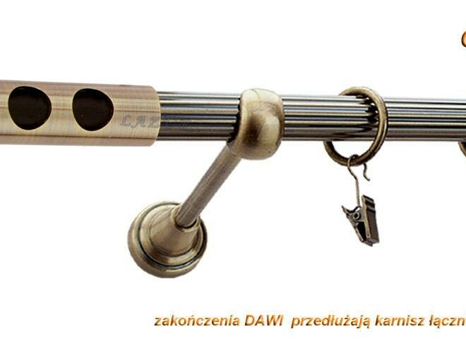 Alternative view of Karnisz DAWI Antyk Mosiądz, Pojedynczy 19 rura ryflowana - 240 cm
