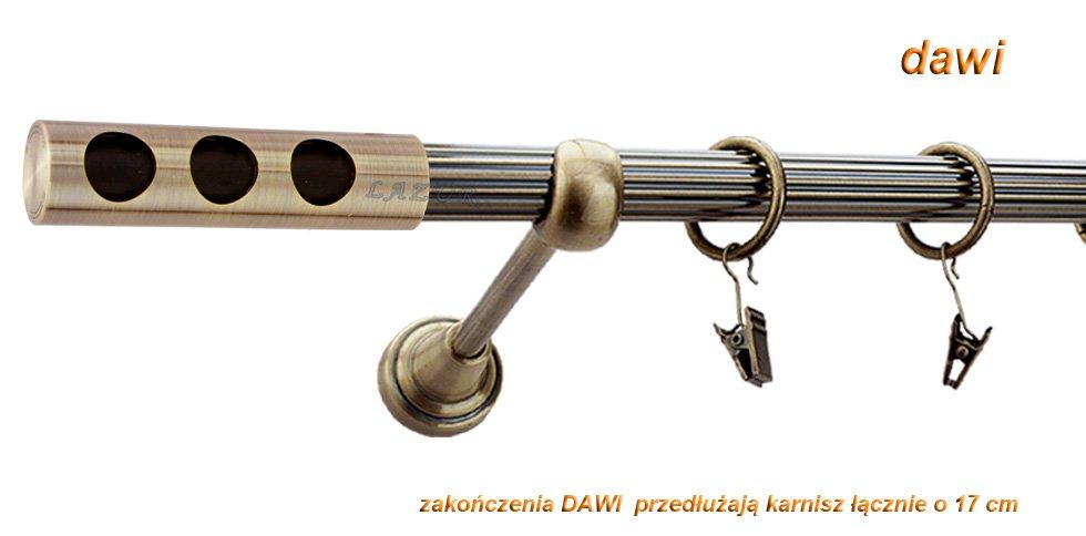Karnisz DAWI Antyk Mosiądz, Pojedynczy 19 rura ryflowana - 320 cm - obrazek 2