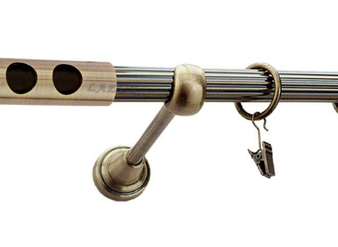 Karnisz DAWI Antyk Mosiądz, Pojedynczy 19 rura ryflowana - 480 cm