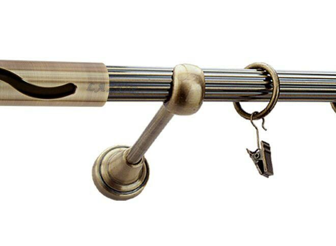 Karnisz SALSA Antyk Mosiądz, Pojedynczy 19 rura ryflowana - 480 cm