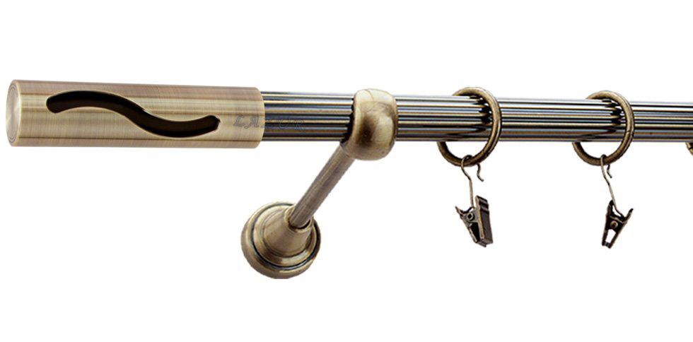 Karnisz SALSA Antyk Mosiądz, Pojedynczy 19 rura ryflowana - 320 cm