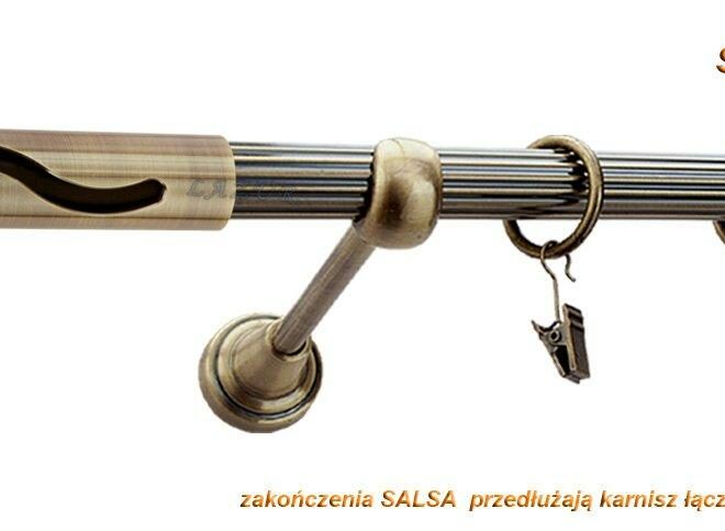Alternative view of Karnisz SALSA Antyk Mosiądz, Pojedynczy 19 rura ryflowana - 480 cm