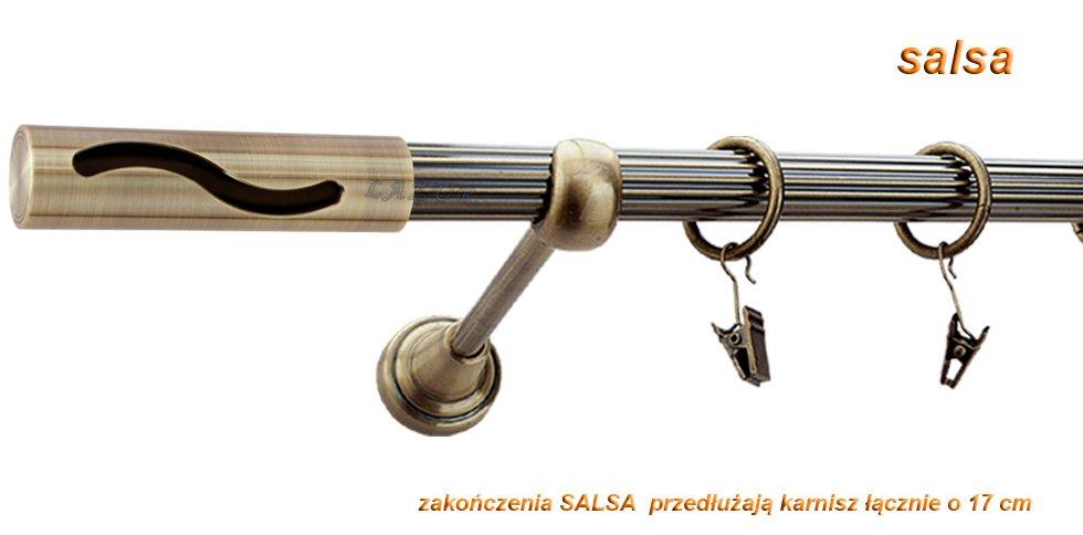 Karnisz SALSA Antyk Mosiądz, Pojedynczy 19 rura ryflowana - 320 cm - obrazek 2