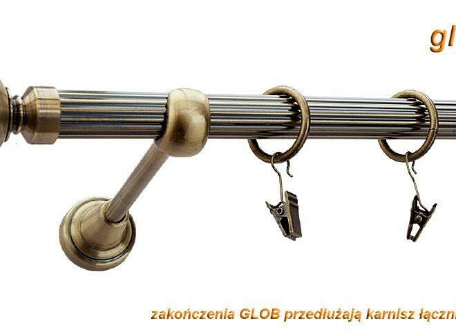 Alternative view of Karnisz GLOB Antyk Mosiądz, Pojedynczy 19 rura ryflowana - 480 cm