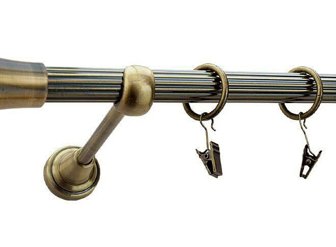 Karnisz MONACO Antyk Mosiądz, Pojedynczy 19 rura ryflowana - 480 cm