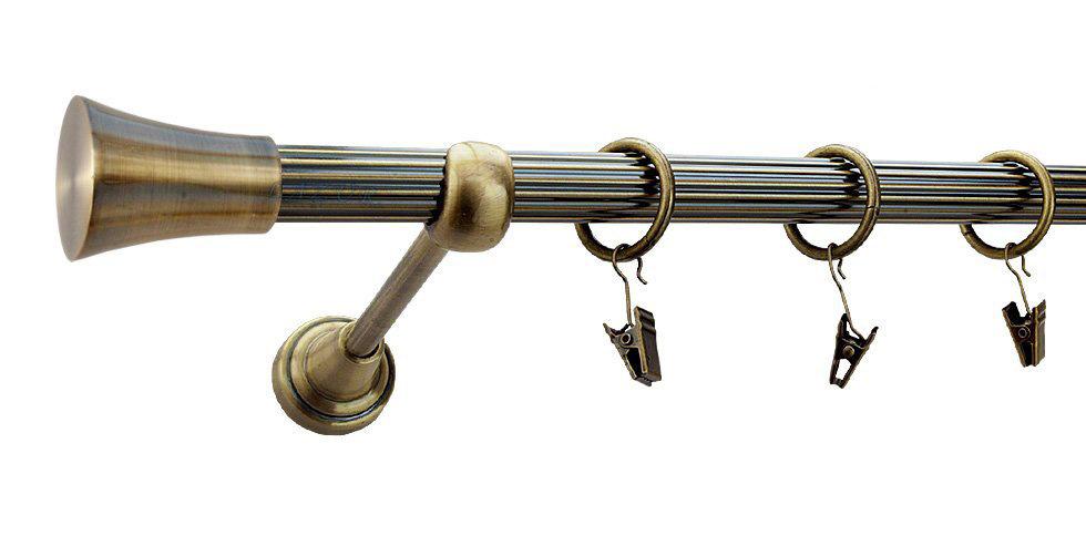 Karnisz MONACO Antyk Mosiądz, Pojedynczy 19 rura ryflowana - 240 cm