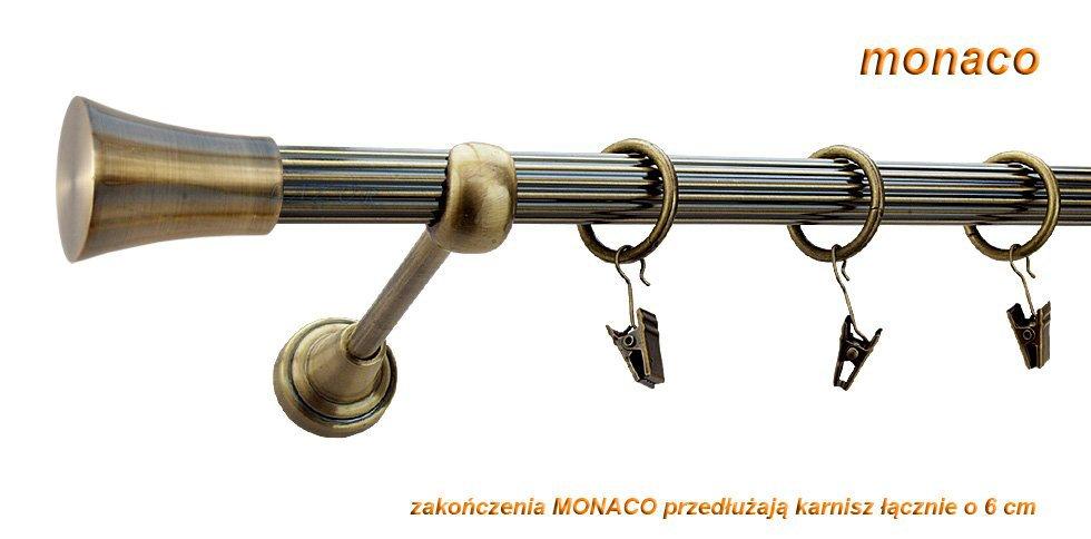 Karnisz MONACO Antyk Mosiądz, Pojedynczy 19 rura ryflowana - 240 cm - obrazek 2
