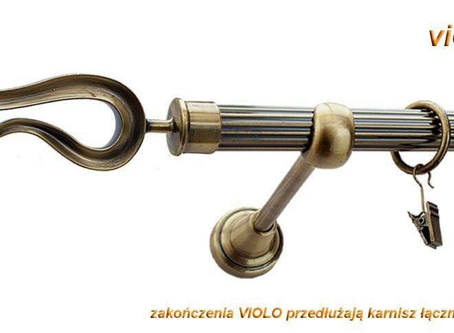 Alternative view of Karnisz VIOLO Antyk Mosiądz, Pojedynczy 19 rura ryflowana - 480 cm