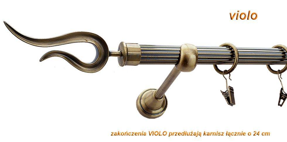 Karnisz VIOLO Antyk Mosiądz, Pojedynczy 19 rura ryflowana - 240 cm - obrazek 2