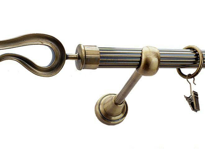 Karnisz VIOLO Antyk Mosiądz, Pojedynczy 19 rura ryflowana - 480 cm