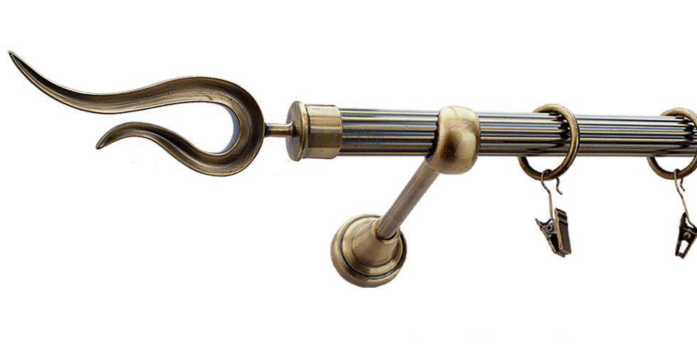 Karnisz VIOLO Antyk Mosiądz, Pojedynczy 19 rura ryflowana - 240 cm