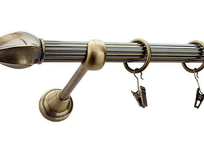 Karnisz TWISTER Antyk Mosiądz, Pojedynczy 19 rura ryflowana - 480 cm