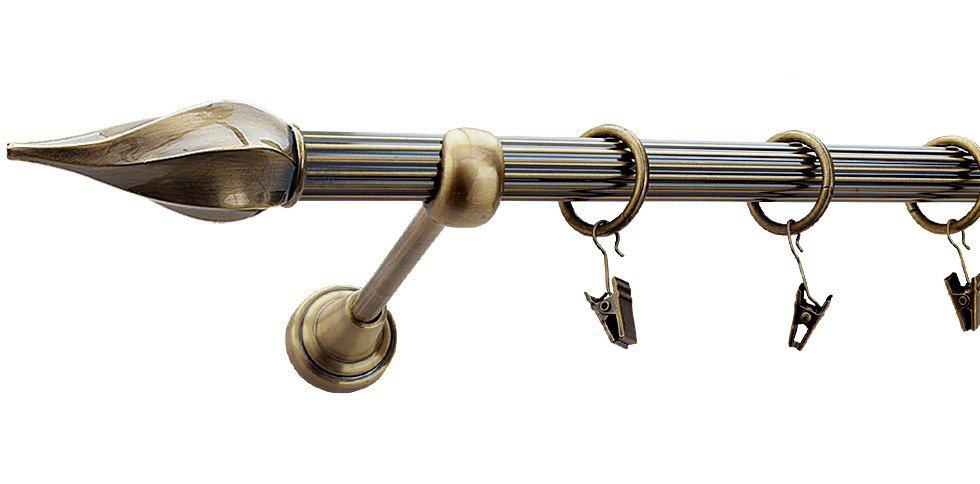 Karnisz TWISTER Antyk Mosiądz, Pojedynczy 19 rura ryflowana - 240 cm