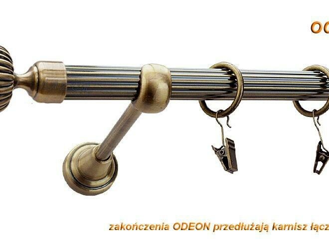 Alternative view of Karnisz ODEON Antyk Mosiądz, Pojedynczy 19 rura ryflowana - 480 cm
