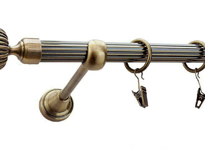 Karnisz ODEON Antyk Mosiądz, Pojedynczy 19 rura ryflowana - 480 cm