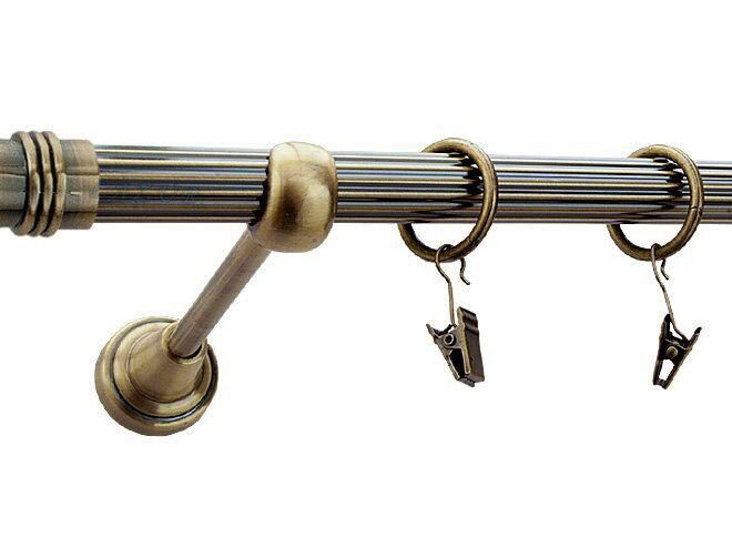 Karnisz PRINCE Antyk Mosiądz, Pojedynczy 19 rura ryflowana - 480 cm