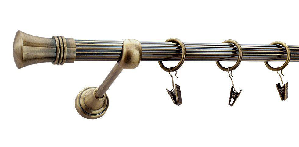 Karnisz PRINCE Antyk Mosiądz, Pojedynczy 19 rura ryflowana - 240 cm