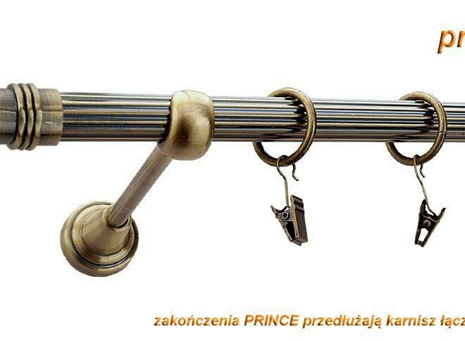 Alternative view of Karnisz PRINCE Antyk Mosiądz, Pojedynczy 19 rura ryflowana - 480 cm