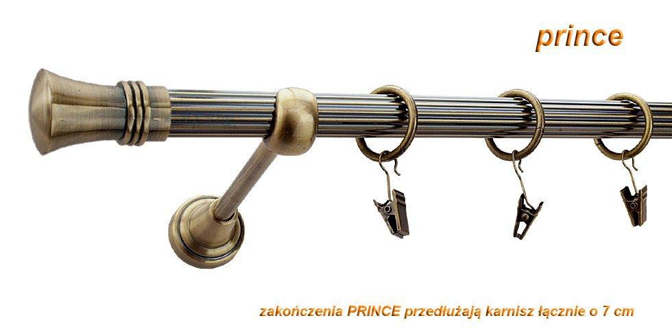 Karnisz PRINCE Antyk Mosiądz, Pojedynczy 19 rura ryflowana - 240 cm - obrazek 2