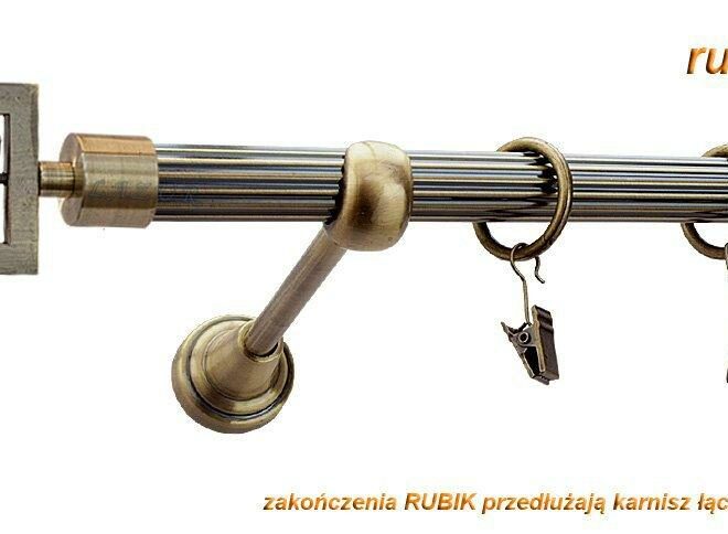 Alternative view of Karnisz RUBIK Antyk Mosiądz, Pojedynczy 19 rura ryflowana - 480 cm