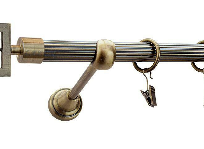 Karnisz RUBIK Antyk Mosiądz, Pojedynczy 19 rura ryflowana - 480 cm