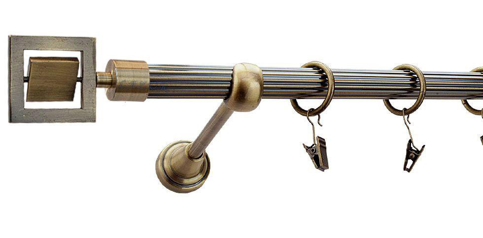 Karnisz RUBIK Antyk Mosiądz, Pojedynczy 19 rura ryflowana - 480 cm