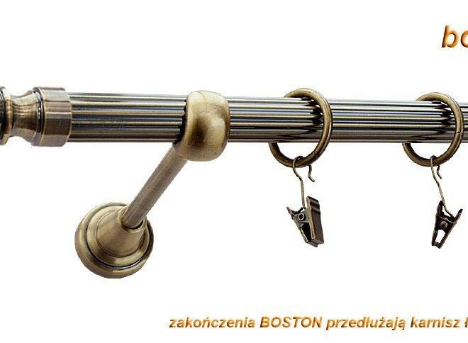 Alternative view of Karnisz BOSTON Antyk Mosiądz, Pojedynczy 19 rura ryflowana - 480 cm