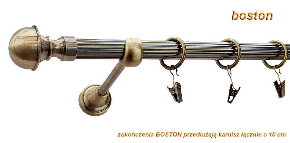 Karnisz BOSTON Antyk Mosiądz, Pojedynczy 19 rura ryflowana - 400 cm - obrazek 2