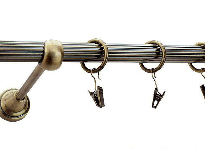 Karnisz KULA Antyk Mosiądz, Pojedynczy 19 rura ryflowana - 480 cm