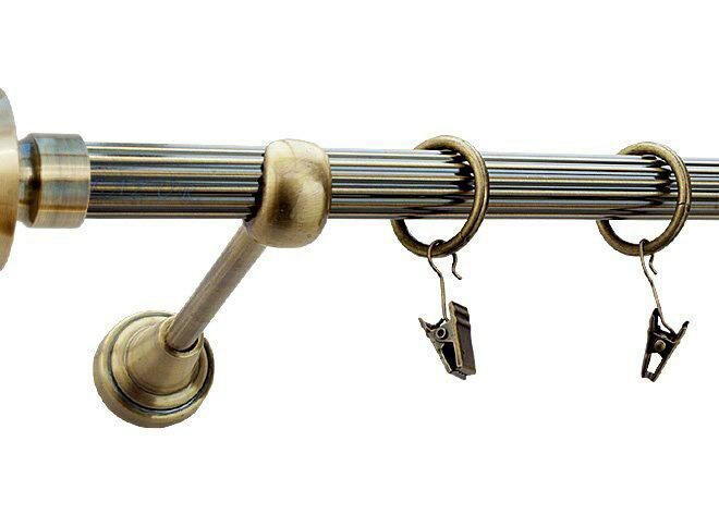 Karnisz AMARO Antyk Mosiądz, Pojedynczy 19 rura ryflowana - 480 cm