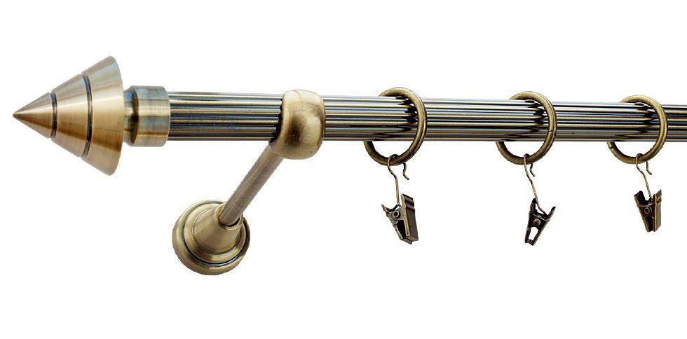 Karnisz AMARO Antyk Mosiądz, Pojedynczy 19 rura ryflowana - 400 cm