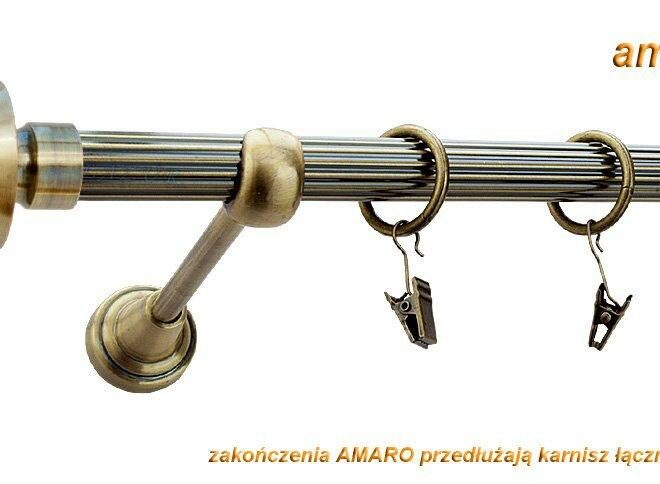 Alternative view of Karnisz AMARO Antyk Mosiądz, Pojedynczy 19 rura ryflowana - 480 cm
