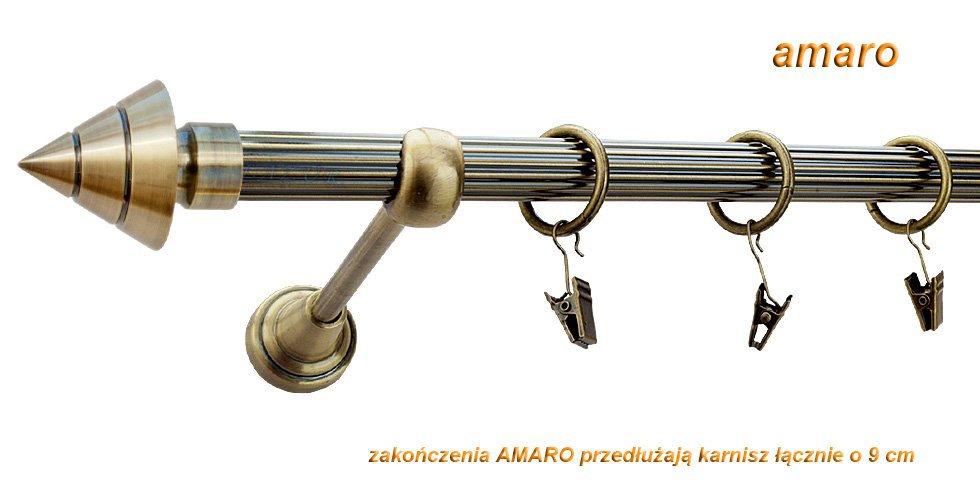 Karnisz AMARO Antyk Mosiądz, Pojedynczy 19 rura ryflowana - 400 cm - obrazek 2