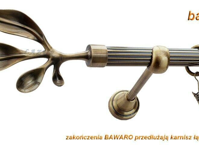Alternative view of Karnisz BAWARO Antyk Mosiądz, Pojedynczy 19 rura ryflowana - 480 cm