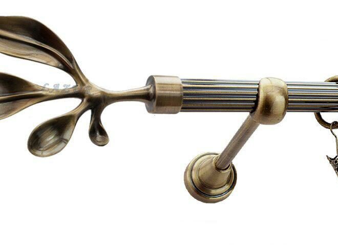 Karnisz BAWARO Antyk Mosiądz, Pojedynczy 19 rura ryflowana - 480 cm