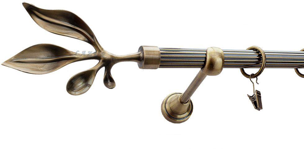 Karnisz BAWARO Antyk Mosiądz, Pojedynczy 19 rura ryflowana - 160 cm